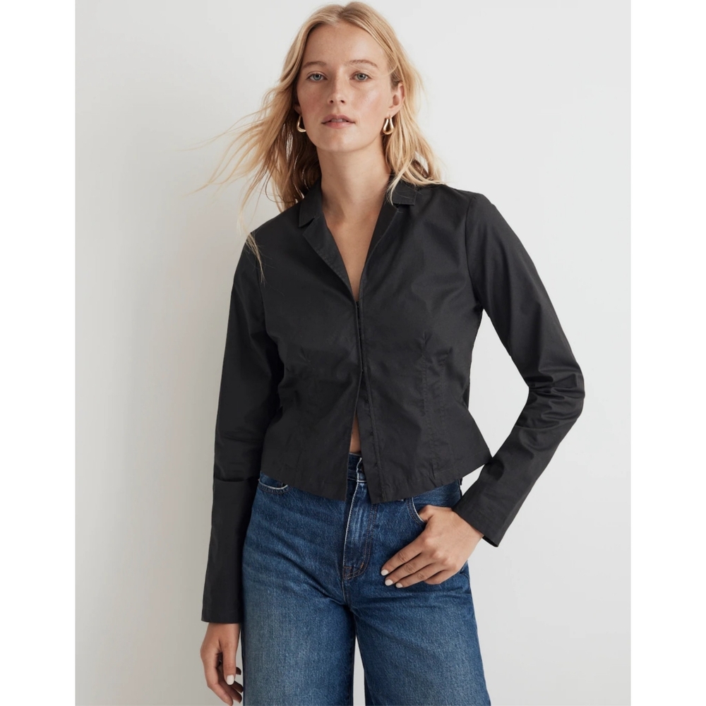 NWT Madewell Poplin Hook-Front Shrunken Shirt Size 2
